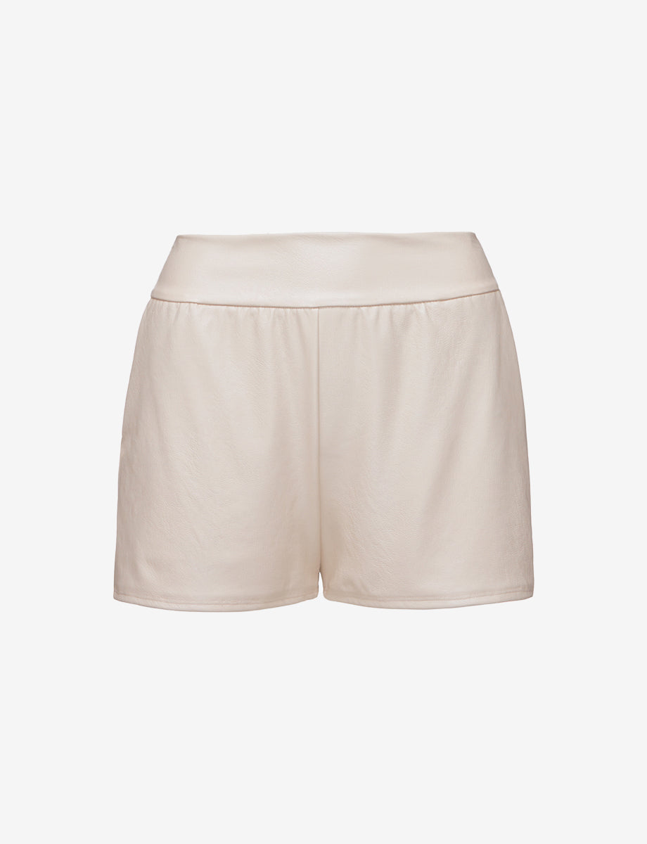 Sale: Faux Leather Relaxed Short::Sand::Main