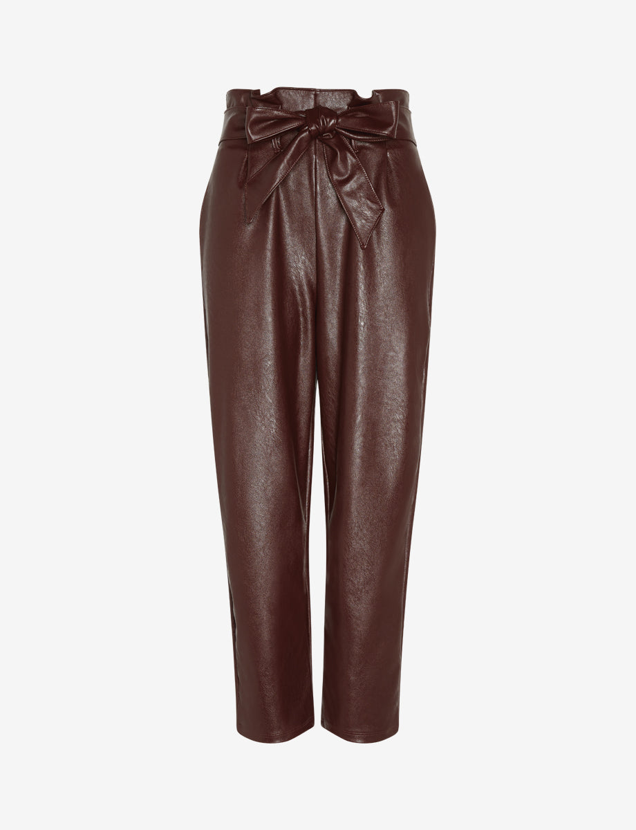 Faux Leather Paperbag Pants::Oxblood::Main