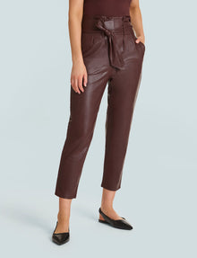 Faux Leather Paperbag Pants::Oxblood::Hover