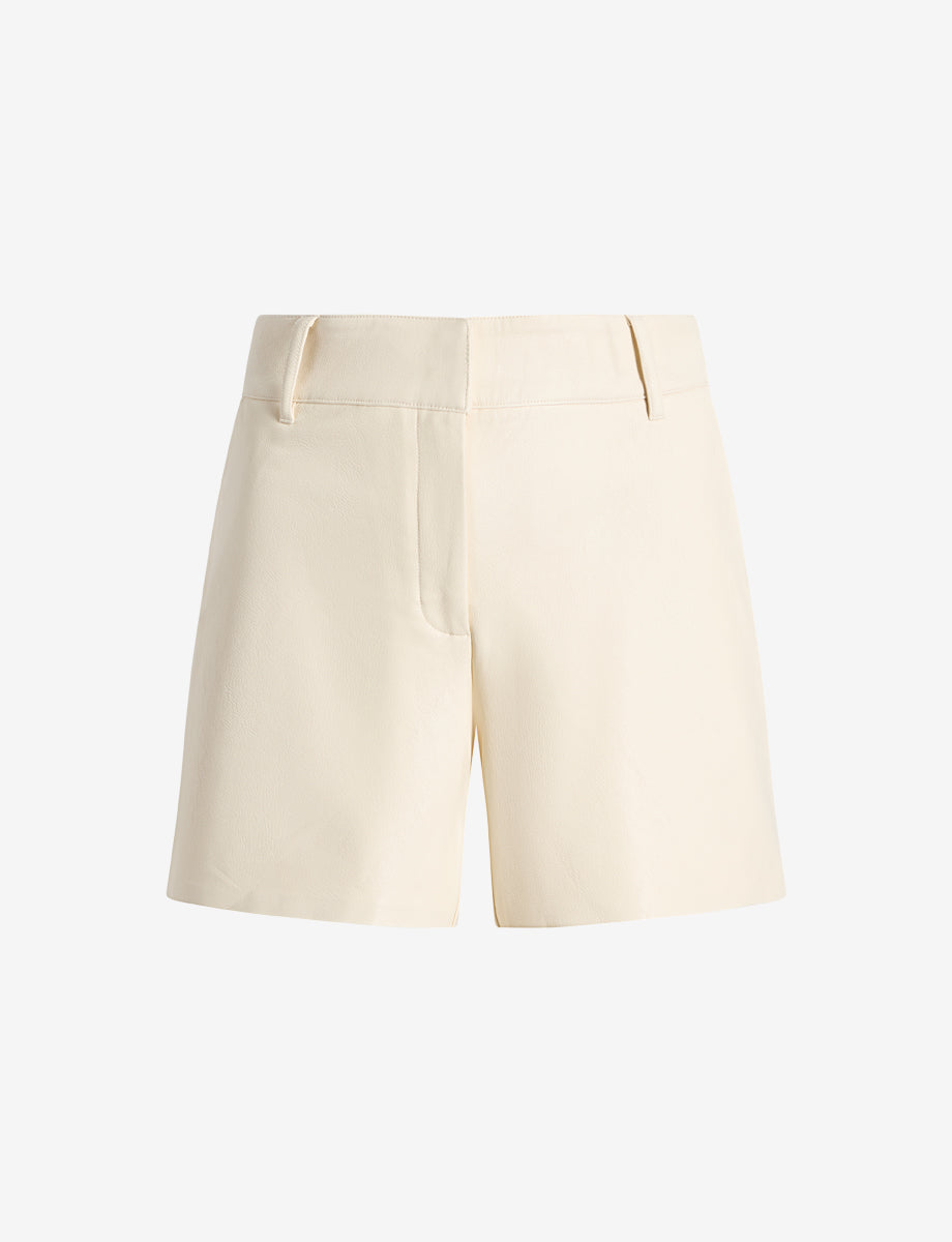 Faux Leather Tailored Short::Ivory::Main
