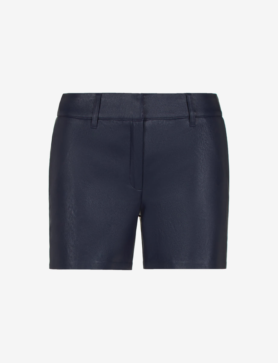 Sale: Faux Leather Tailored Short::Navy::Main