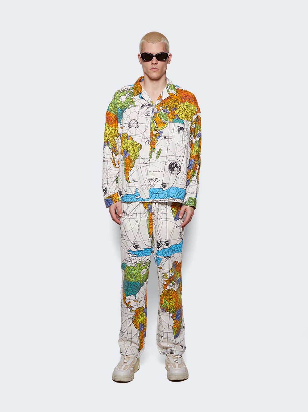 Men | Saint Mxxxxxx X Dr Woo | Pajama World Map Shirt | White