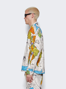 Men | Saint Mxxxxxx X Dr Woo | Pajama World Map Shirt | White