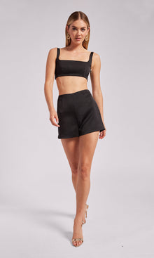 Delphine Crop Tank | Black
