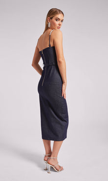 Kalani Sheen Denim Dress | Dark Denim Blue