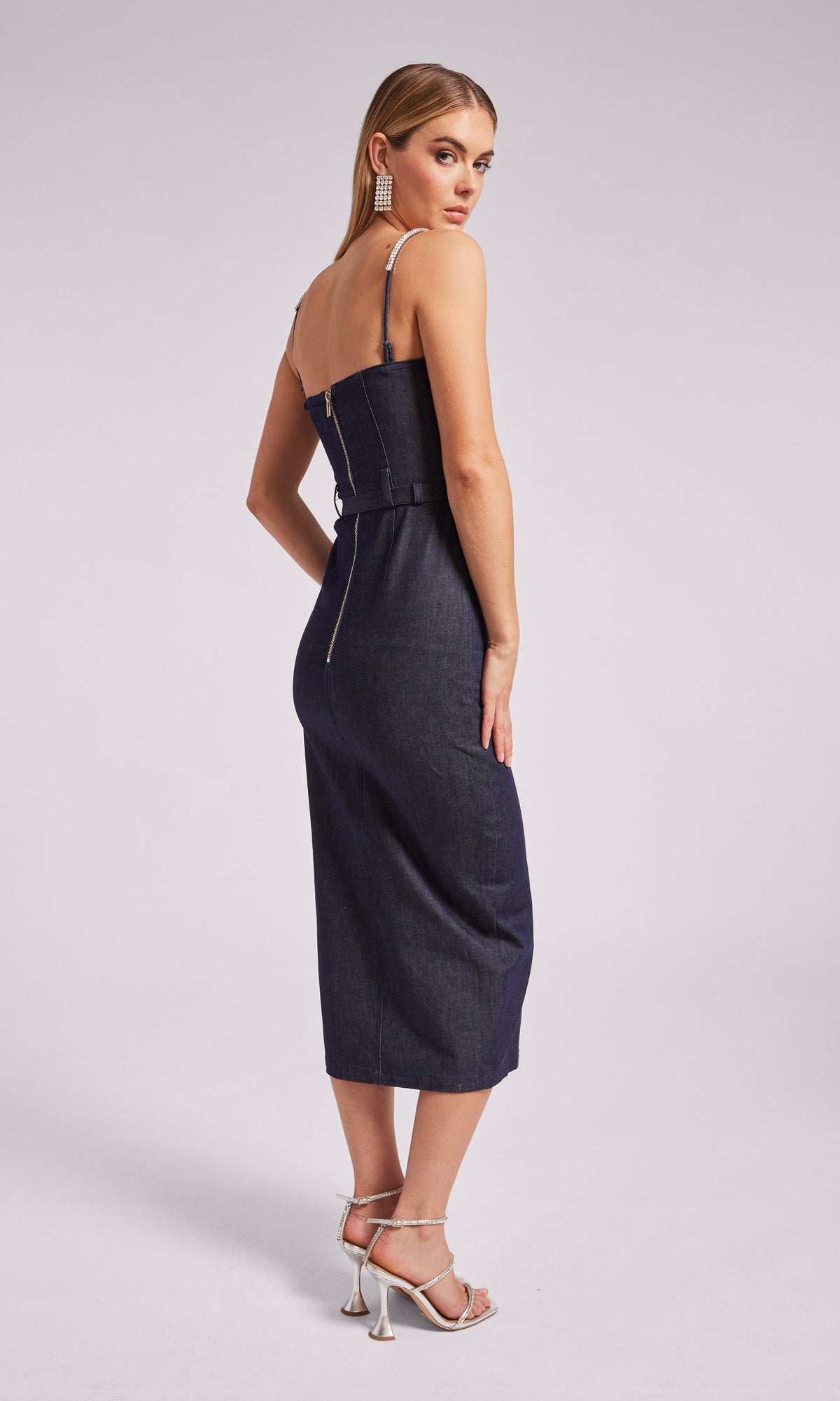 Kalani Sheen Denim Dress | Dark Denim Blue