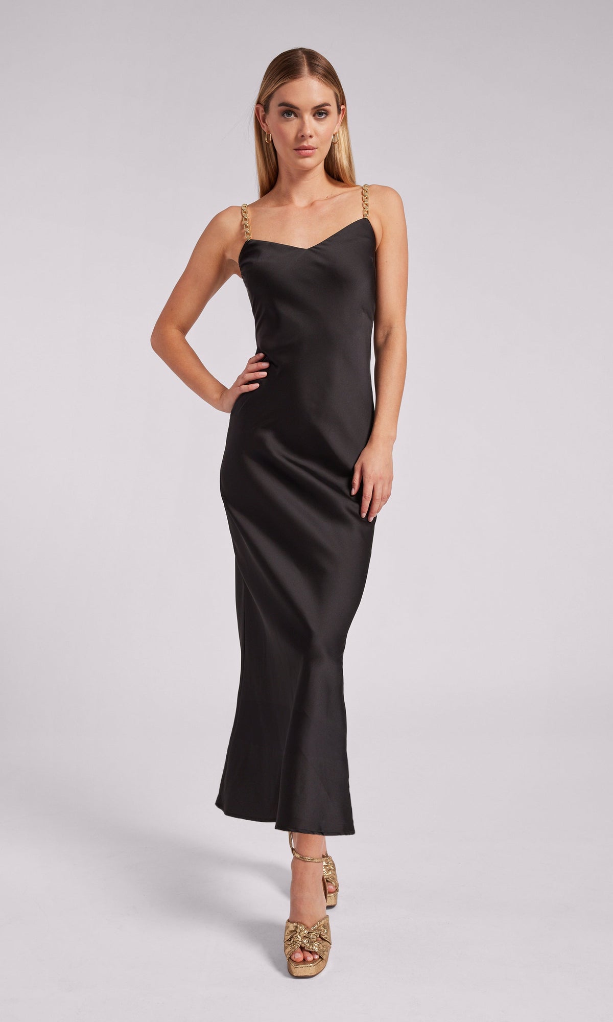Monica Satin Maxi Dress | Black