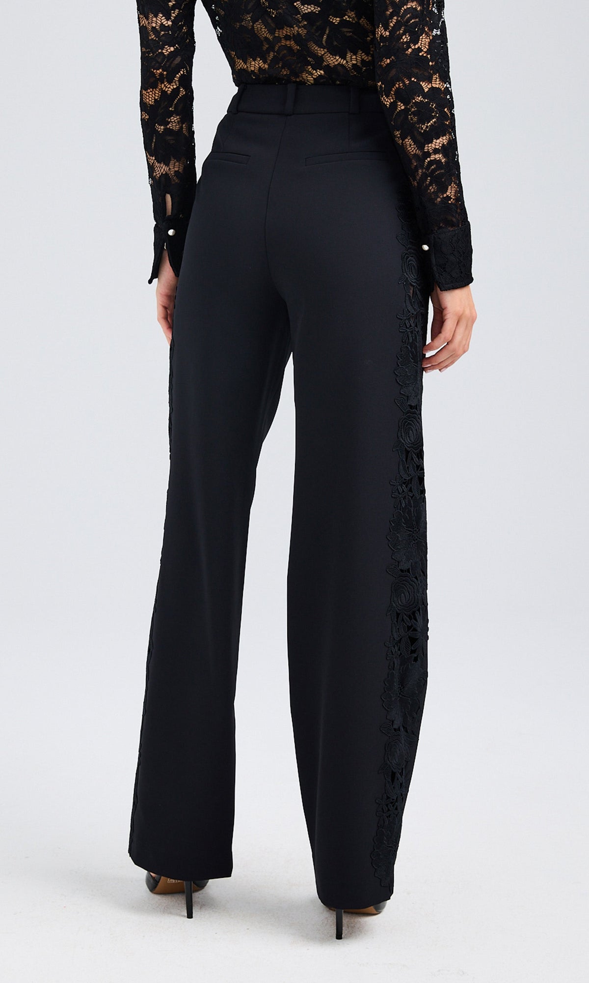 Brenna Lace Combo Pants | Black