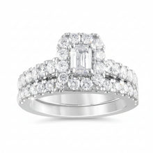 2.00 CT Emerald/Round Natural Diamond | Bridal Set Ring | 14K White Gold | J-K Color | I1 Clarity