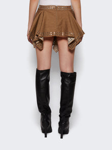Women | Ludovic De Saint Sernin | Ice Skating Eyelet Mini Skirt | Brown