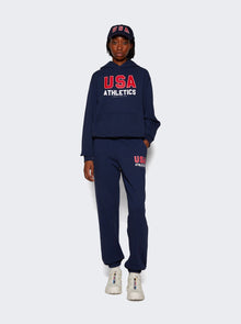 Women | Sporty & Rich | Usa Athletics Hoodie Navy And Red | Blue