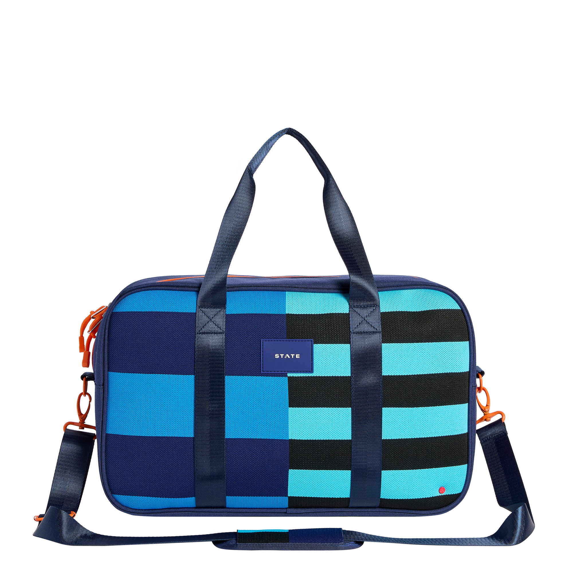 STATE Bags Rockaway Duffle Tech Knit Stripes Front View Click to Zoom