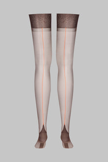 Authentic Neon Seamed Nylon Stockings -15D | Brown
