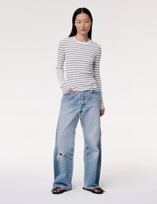 Women | Fitted Long Sleeve Knit | White x Black