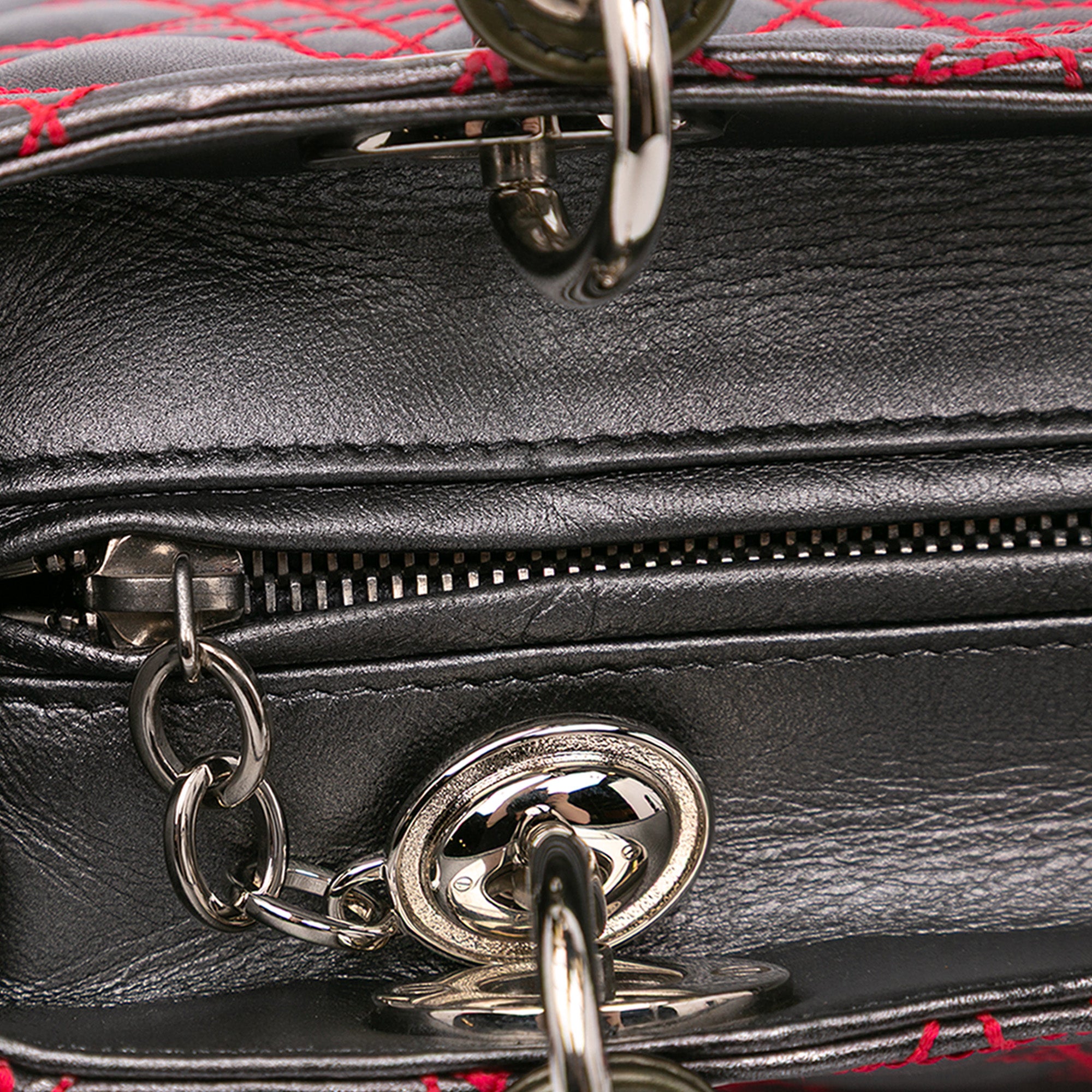 Dior | Pre-Owned Anselm Reyle Medium Metallic Lambskin Cannage Lady - I | Gray/Dark Gray