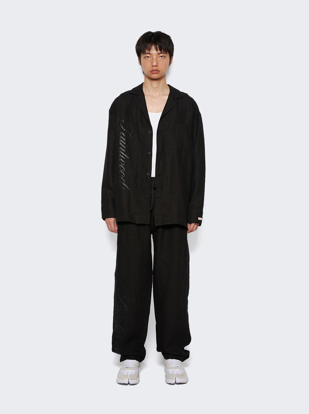 Men | SAINTWOODS | Linen Pajama Top | Black