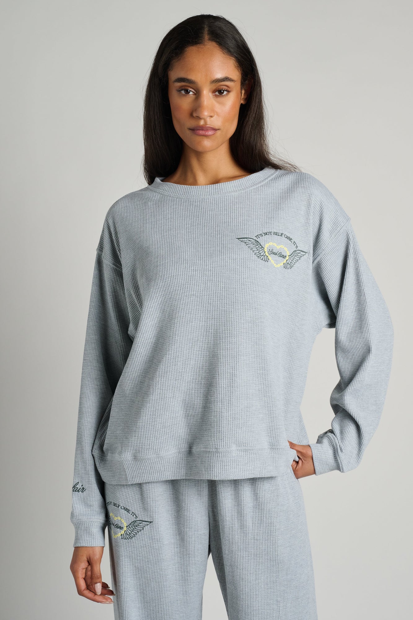 The Mayfair Group | Soul Care Waffle Crewneck | Grey