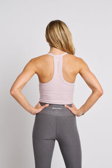 Beyond Yoga | On The Up Cropped Tank | Blush Blooms Heather