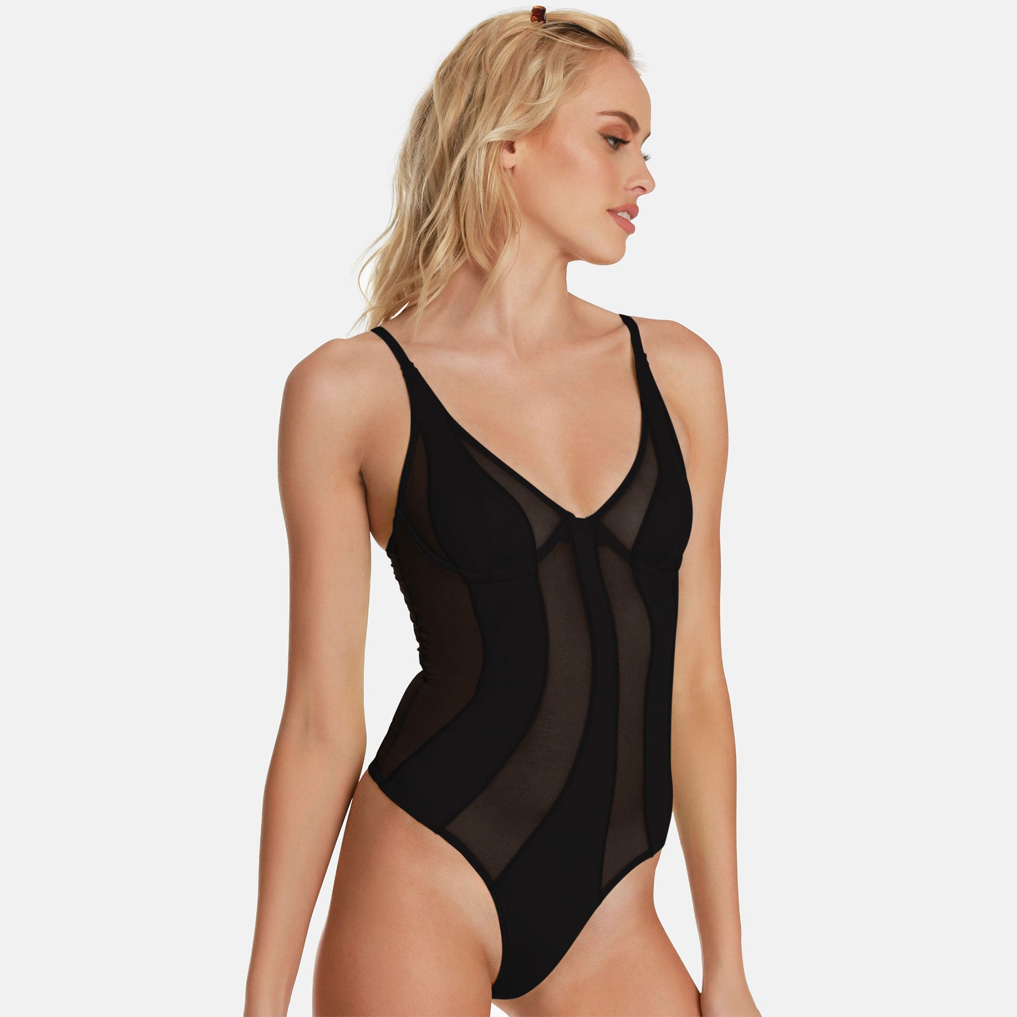 OW Collection SWIRL Bodysuit Account 002 - Black Caviar