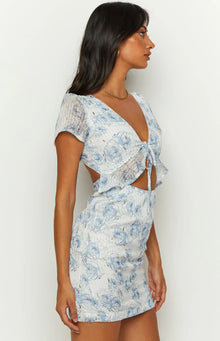 Santorini Nights Floral Mini Dress | Blue