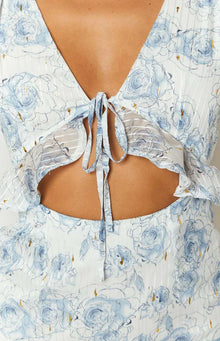 Santorini Nights Floral Mini Dress | Blue