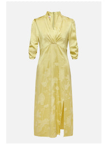 Satin Midi Dress | Yellow