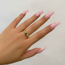 green zirconia heart ring