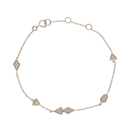 Faceted Shapes Station Bracelet | 14K Yellow Gold | White Diamond