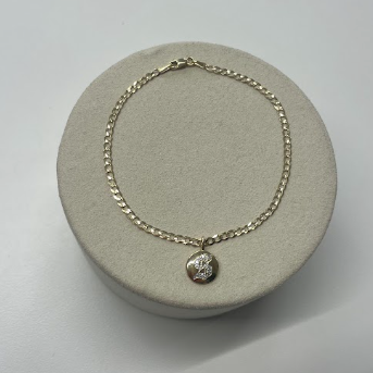 NYT Initial Medallion Bracelet | 10K Yellow Gold | 0.09 CTW White Diamond