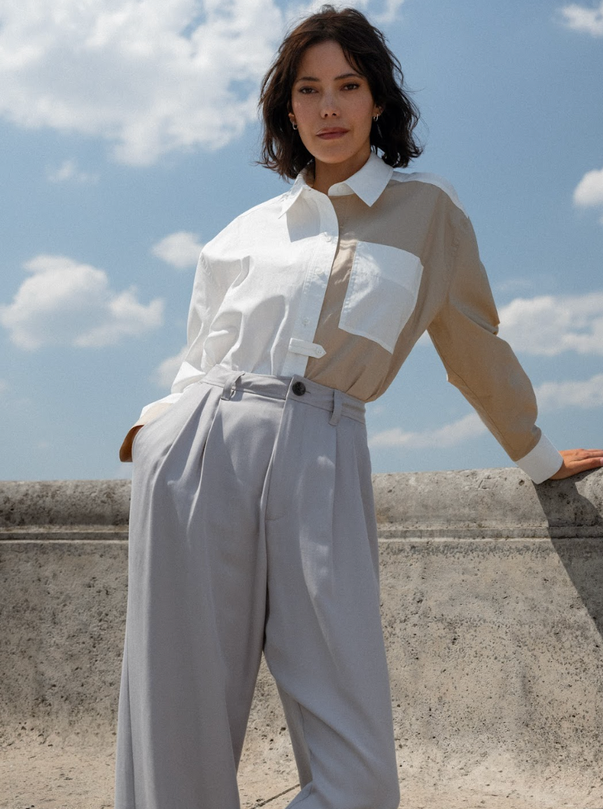 Matter of Fact Shirt - Color Block | Cream x Desert Sand