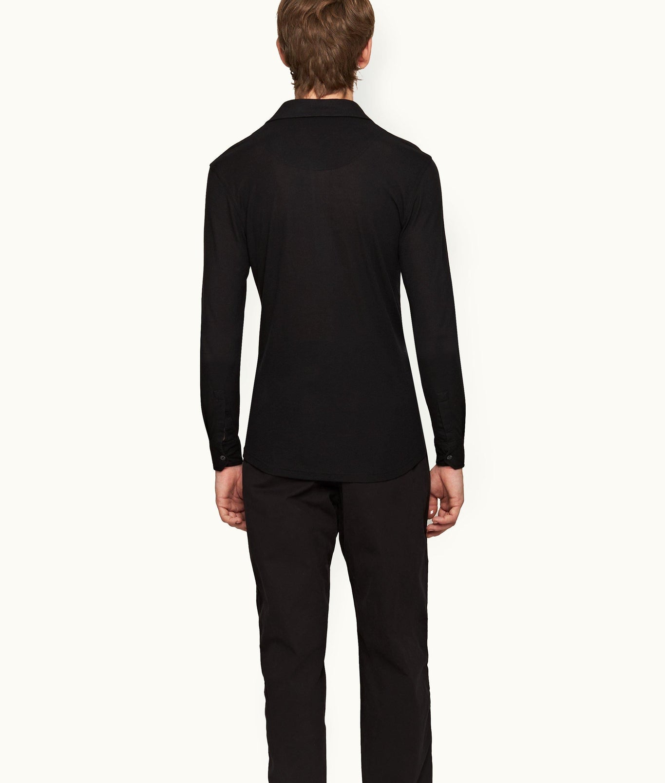 Sebastian Cashmere Tailored Fit Long-Sleeve Cashmere Polo Shirt | Black