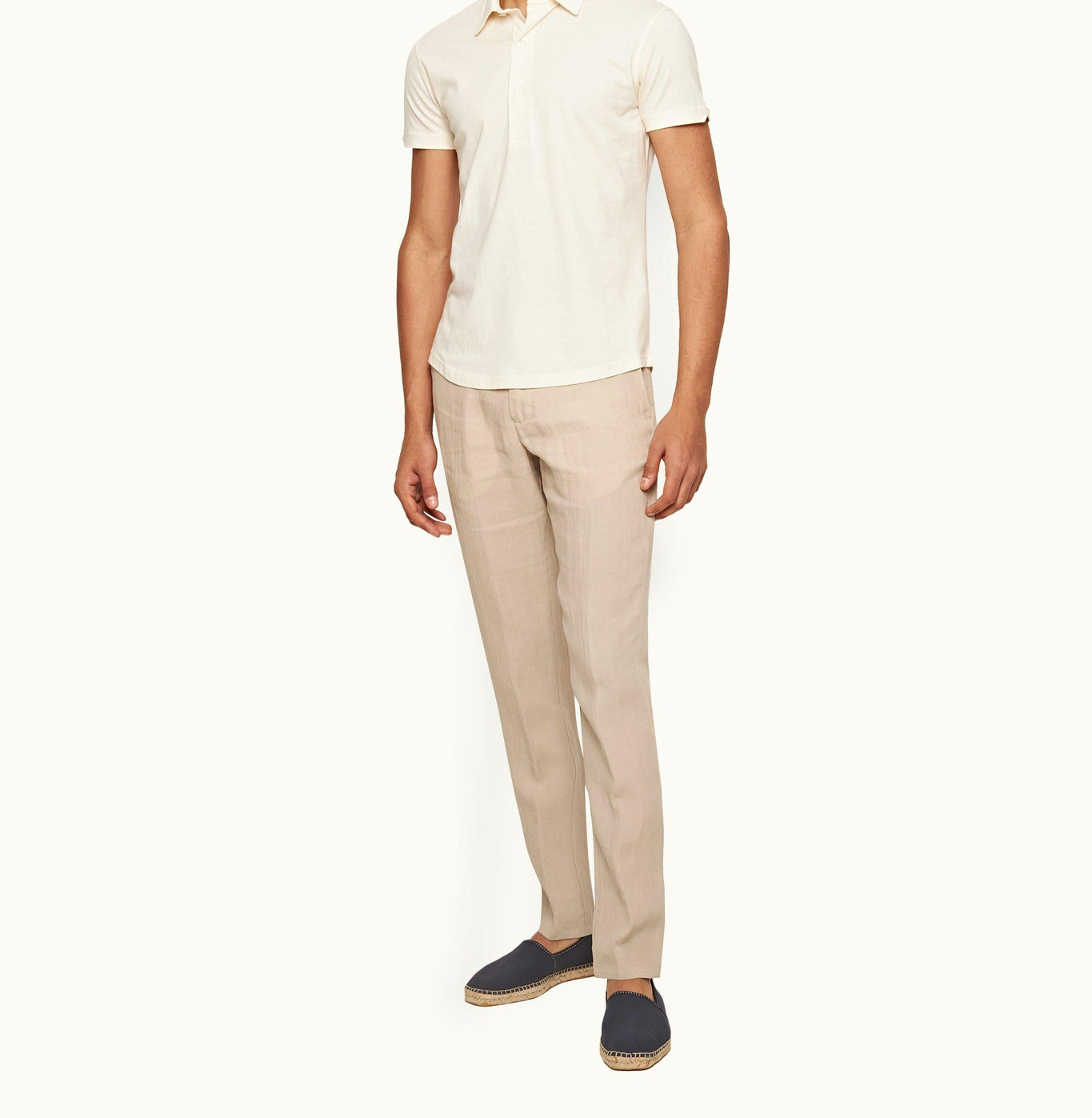 Sebastian Cotton Silk 007 Tailored Fit Short-Sleeve Cotton-Silk Polo Shirt | White Sand