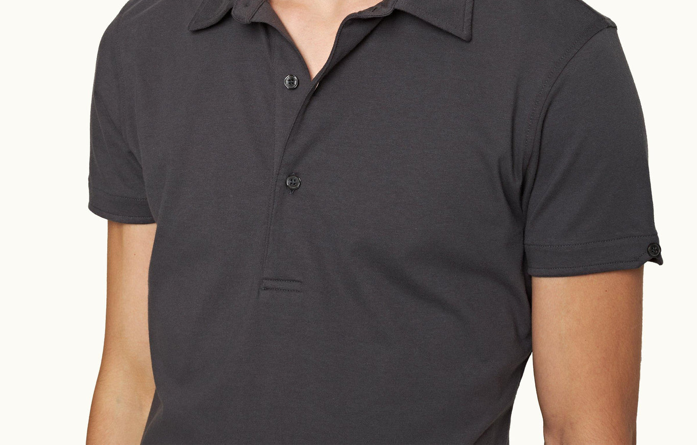 Sebastian Silk Tailored Fit Cotton-Silk Polo Shirt | Piranha Grey