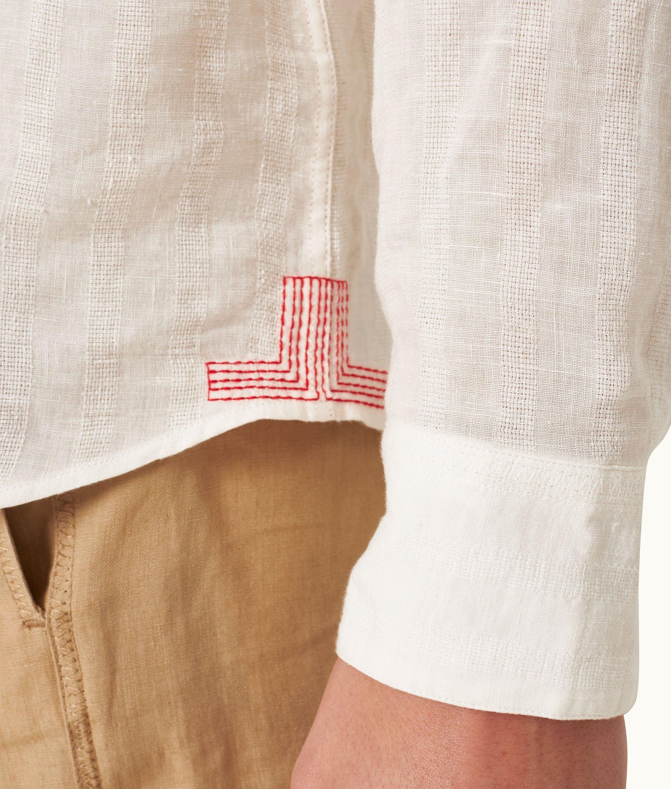 Shanklin Linen Tonal Stripe Relaxed Fit Overhead Shirt Woven | Thasos Beach