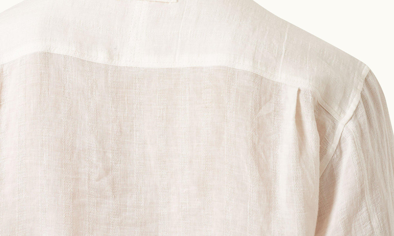 Shanklin Linen Tonal Stripe Relaxed Fit Overhead Shirt Woven | Thasos Beach