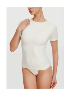 Short Sleeve Crew Neck Top | White