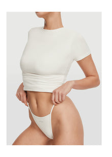 Short Sleeve Crew Neck Top | White