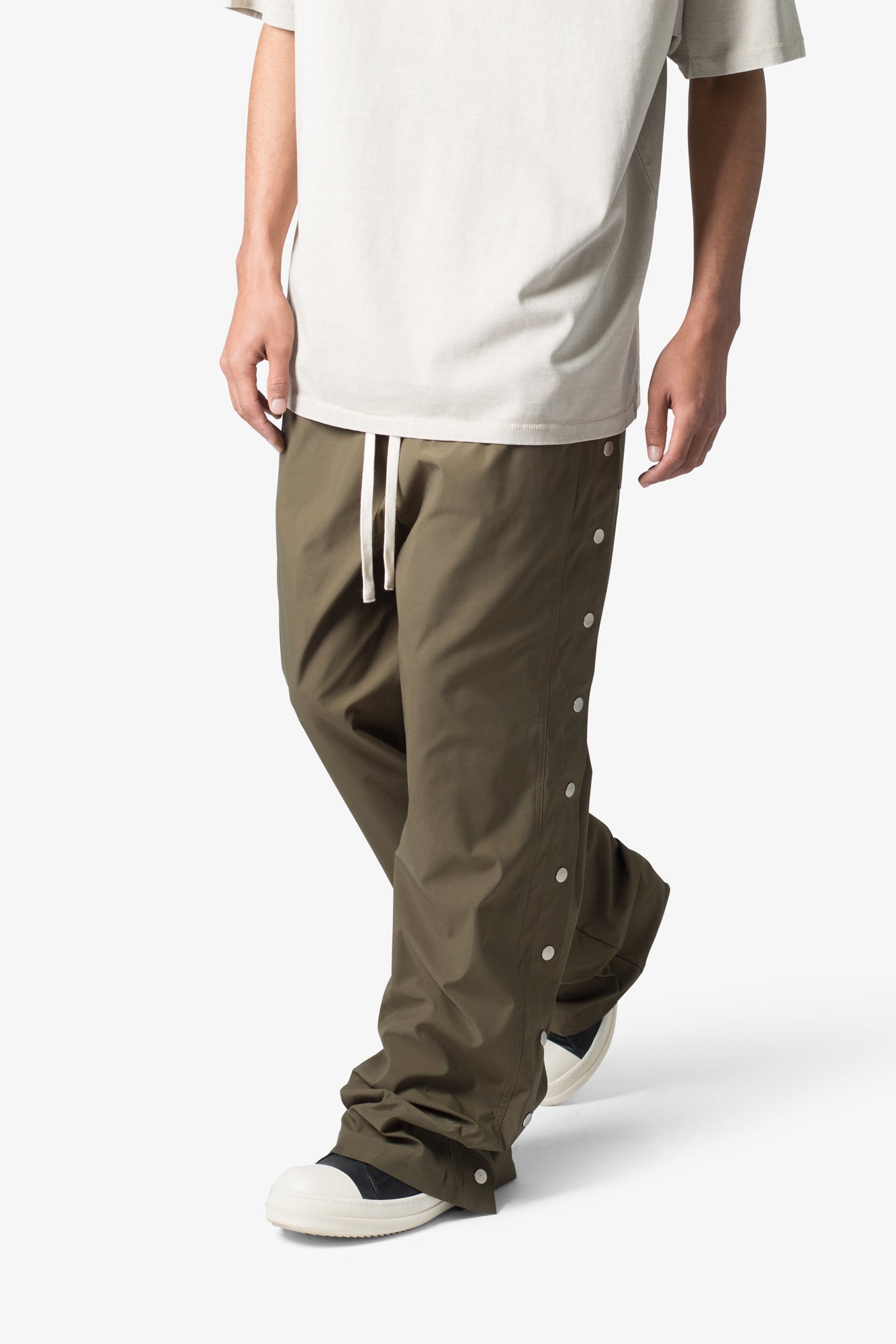 Side Snap Nylon Pants | Olive