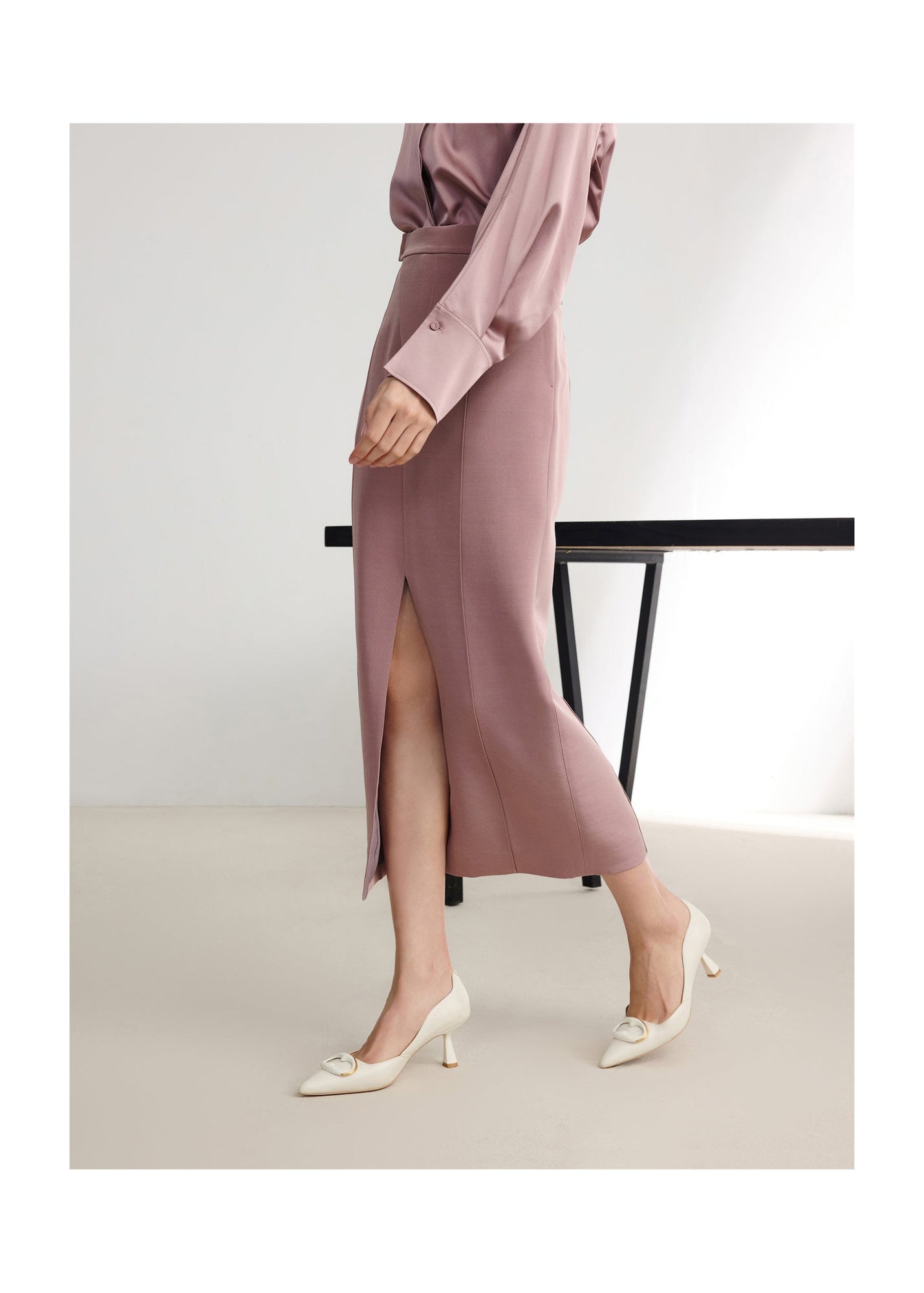 Silk-Wool Pleated Skirt | Purple
