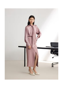 Silk-Wool Pleated Skirt | Purple