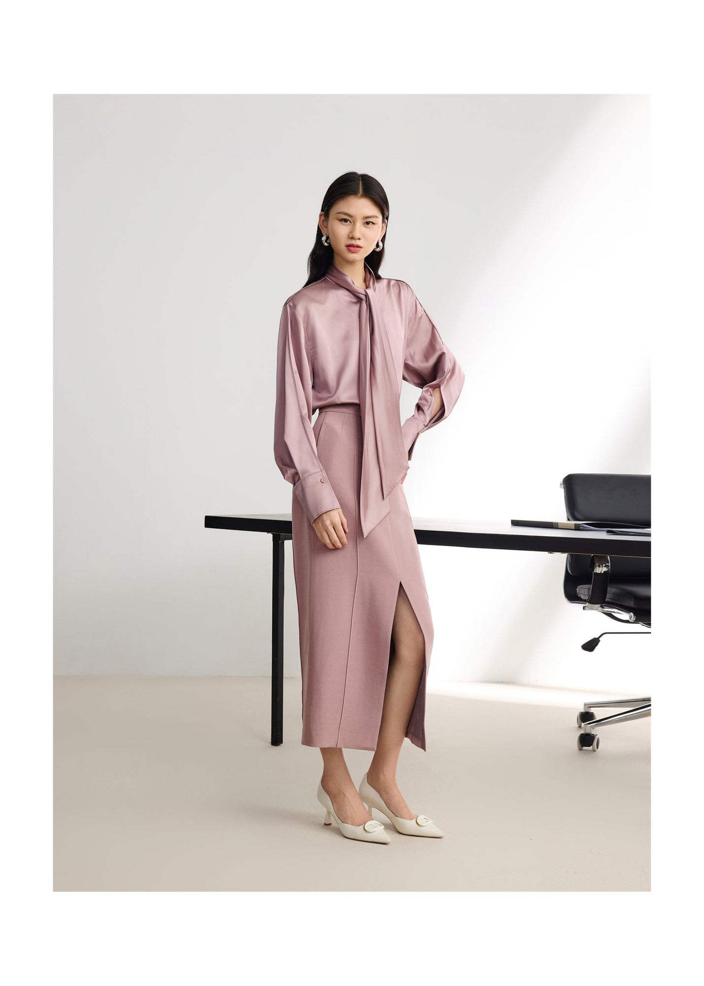 Silk-Wool Pleated Skirt | Purple