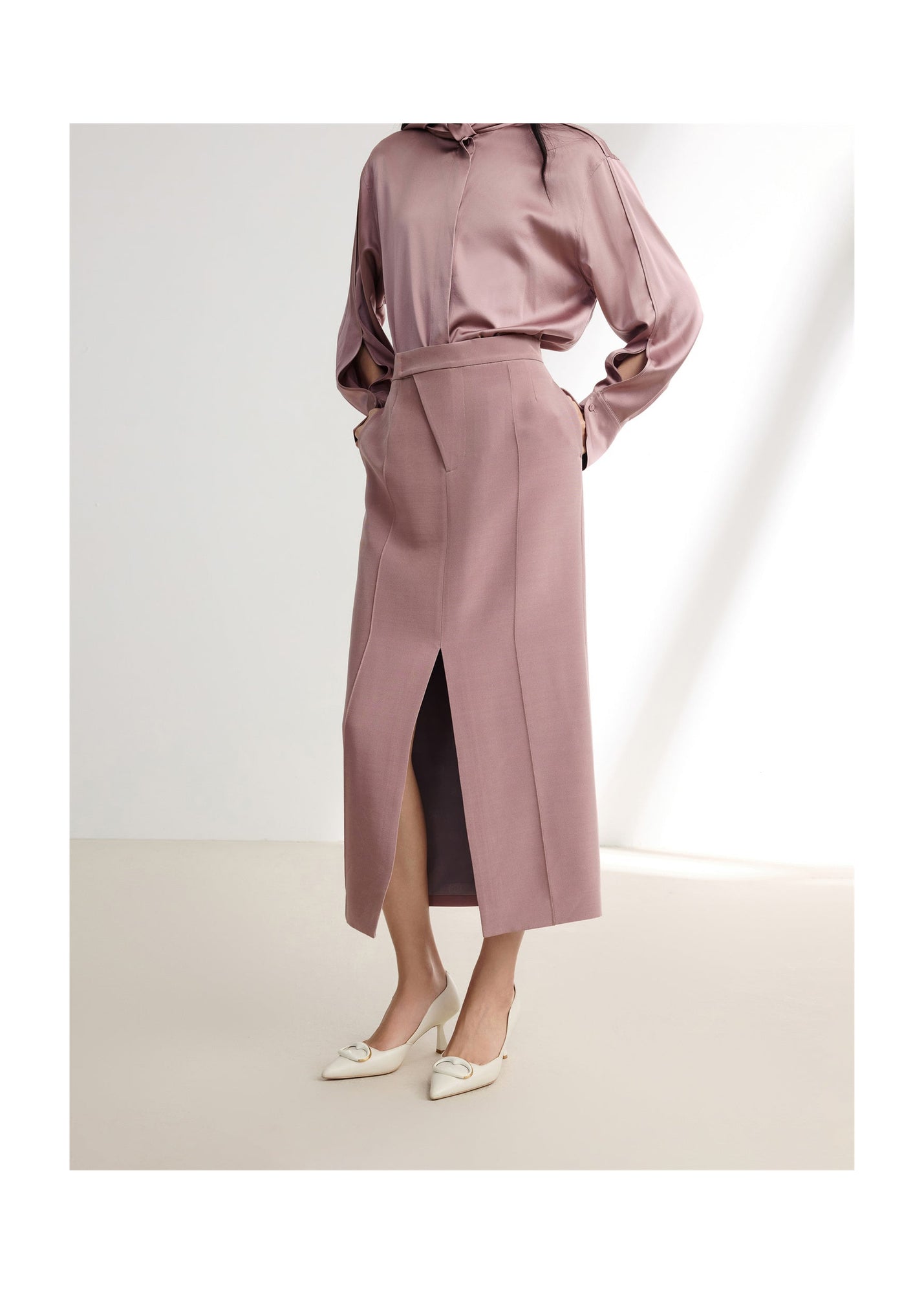 Silk-Wool Pleated Skirt | Purple
