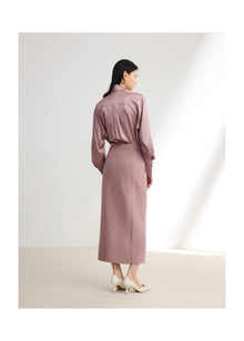 Silk-Wool Pleated Skirt | Purple