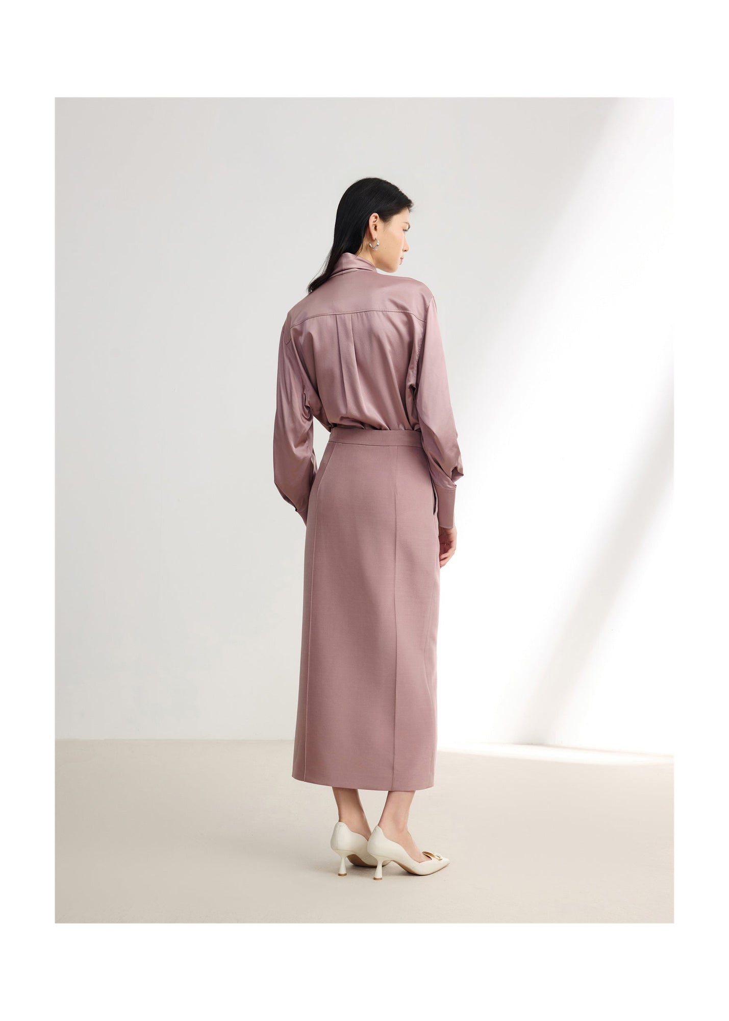 Silk-Wool Pleated Skirt | Purple