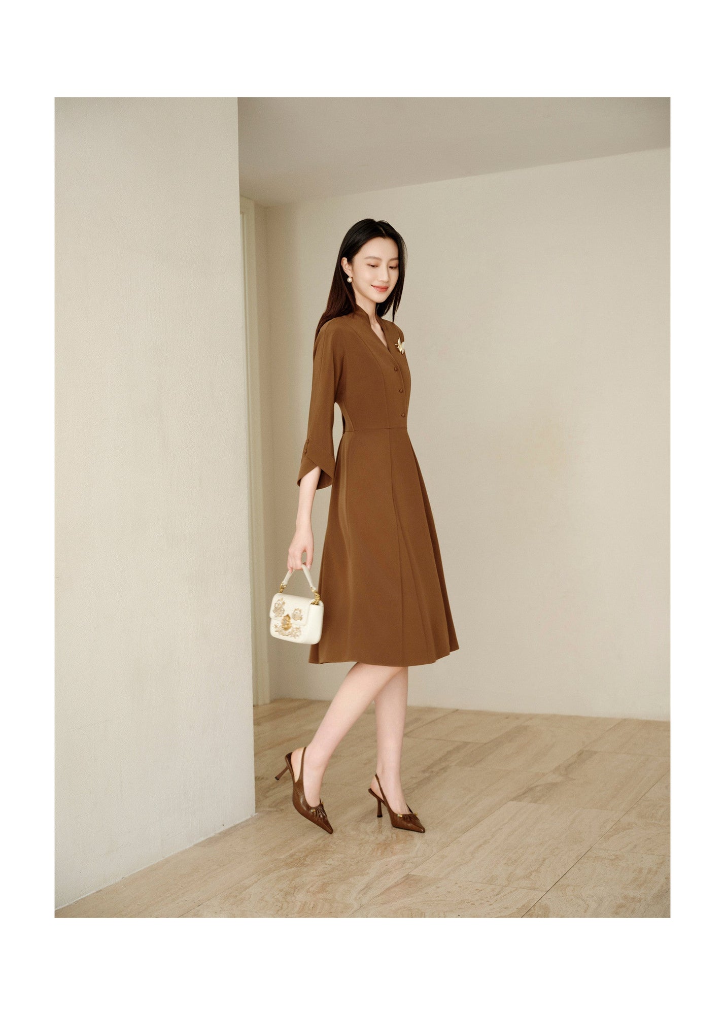 Silk Dress | Brown