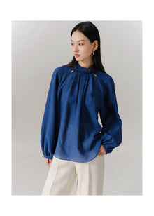 Silk Long-Sleeve Shirt | Navy
