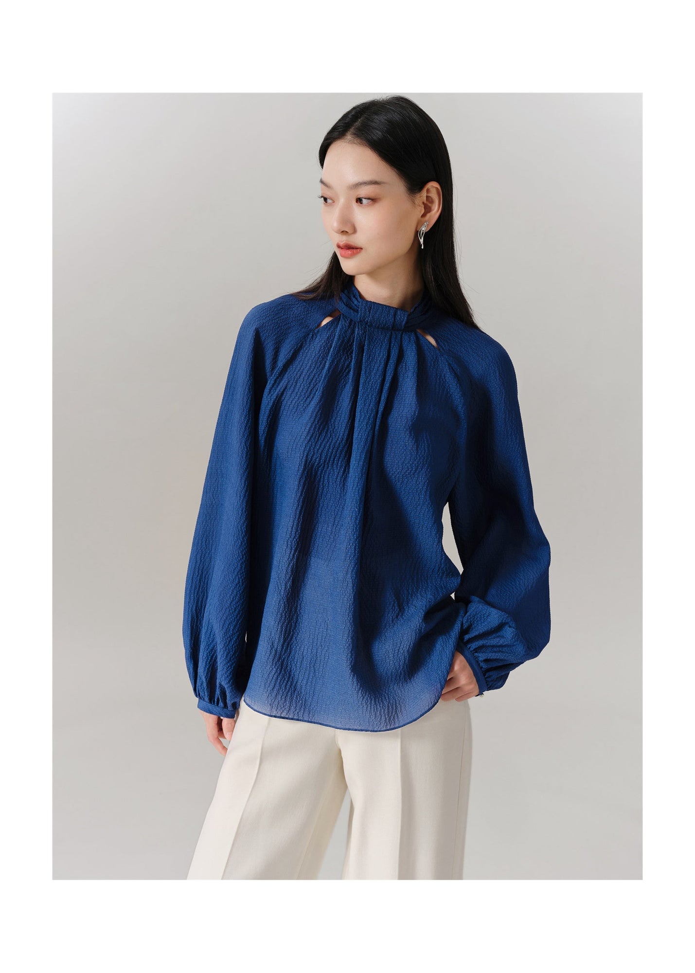 Silk Long-Sleeve Shirt | Navy