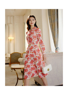 Silk Printed Dress | Pink