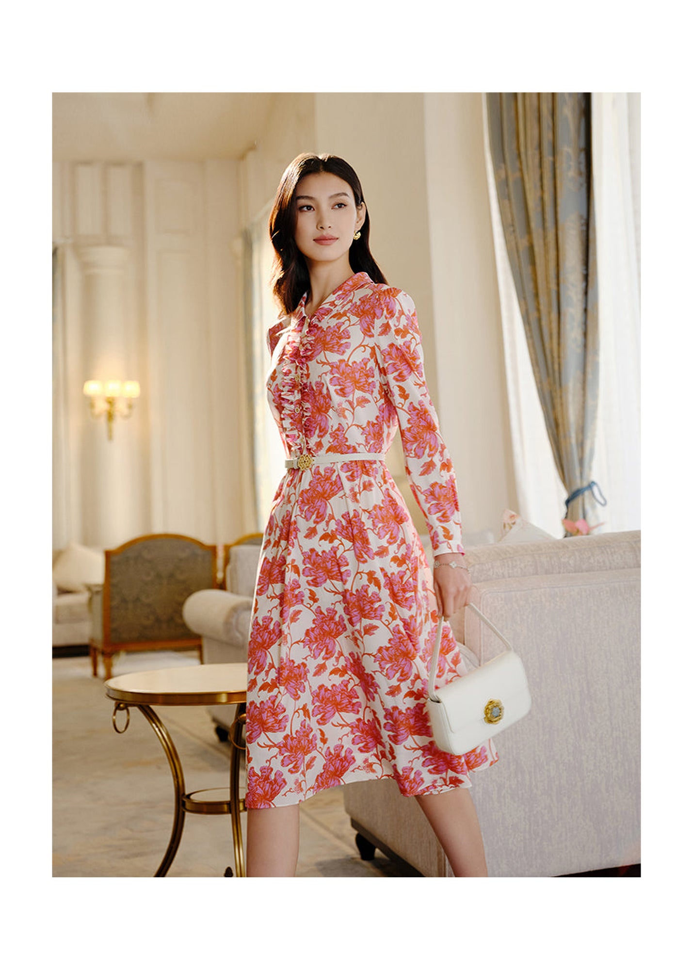 Silk Printed Dress | Pink