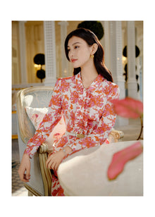 Silk Printed Dress | Pink